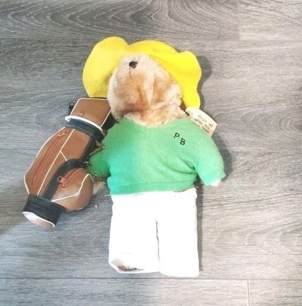 Paddington Bear Plush Golfer 14” Tall Vintage Eden Toys w/Golf Bag